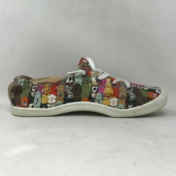 Skechers Womens Bobs Beach Bingo 31965 Multicolor Dog Print Sneaker Shoes Sz 11