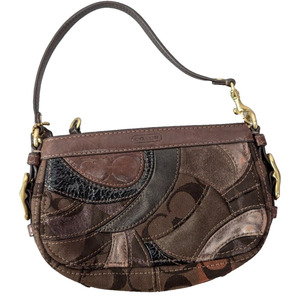 Coach Shoulder Bag Brown Patchwork Zoe Leather Hobo Handbag Purse Hobo Mosaic