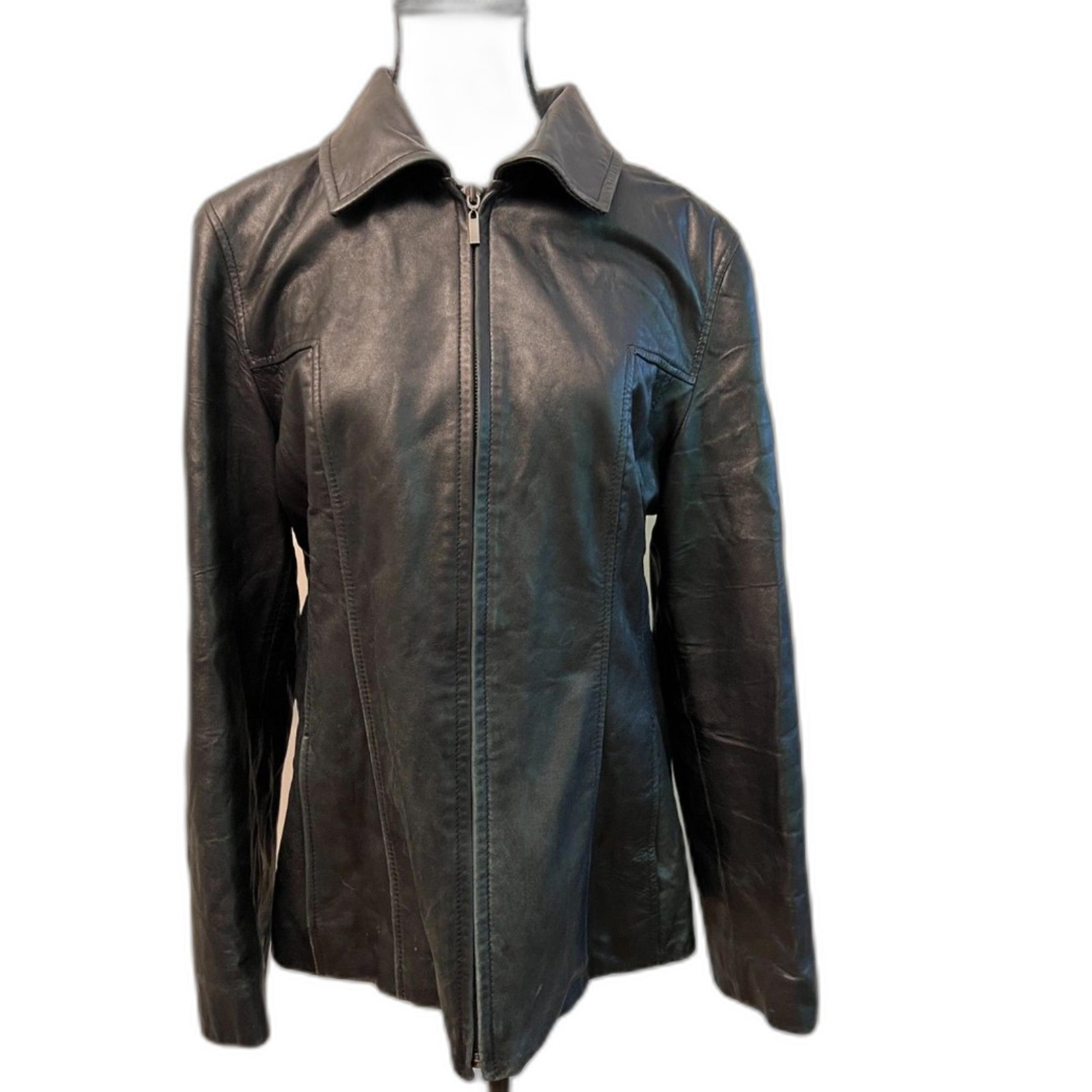 Vintage New York by Winlit women's black leather jacket. Size L.