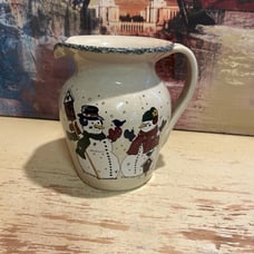1999 Home & Garden Party Stoneware Holiday Snowman pitcher
