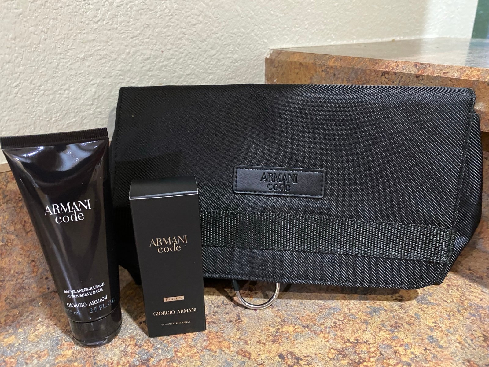 New men’s Giorgio Armani Code perfum, after shave, bag
