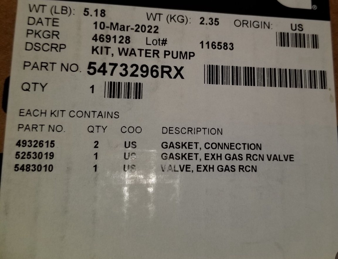 Water pump for a Cummings motor