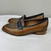 Mona Flying Womens Leather Penny Loafers Blue/Brown Low Heel Slip Ons Sz 10
