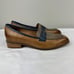 Mona Flying Womens Leather Penny Loafers Blue/Brown Low Heel Slip Ons Sz 10