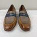 Mona Flying Womens Leather Penny Loafers Blue/Brown Low Heel Slip Ons Sz 10