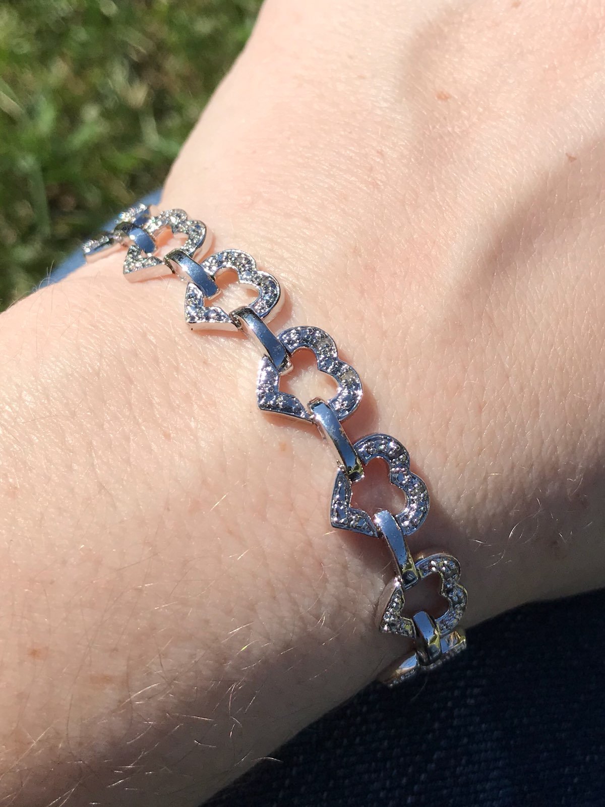 Silver Heart Bracelet W 1/4 CT Diamond