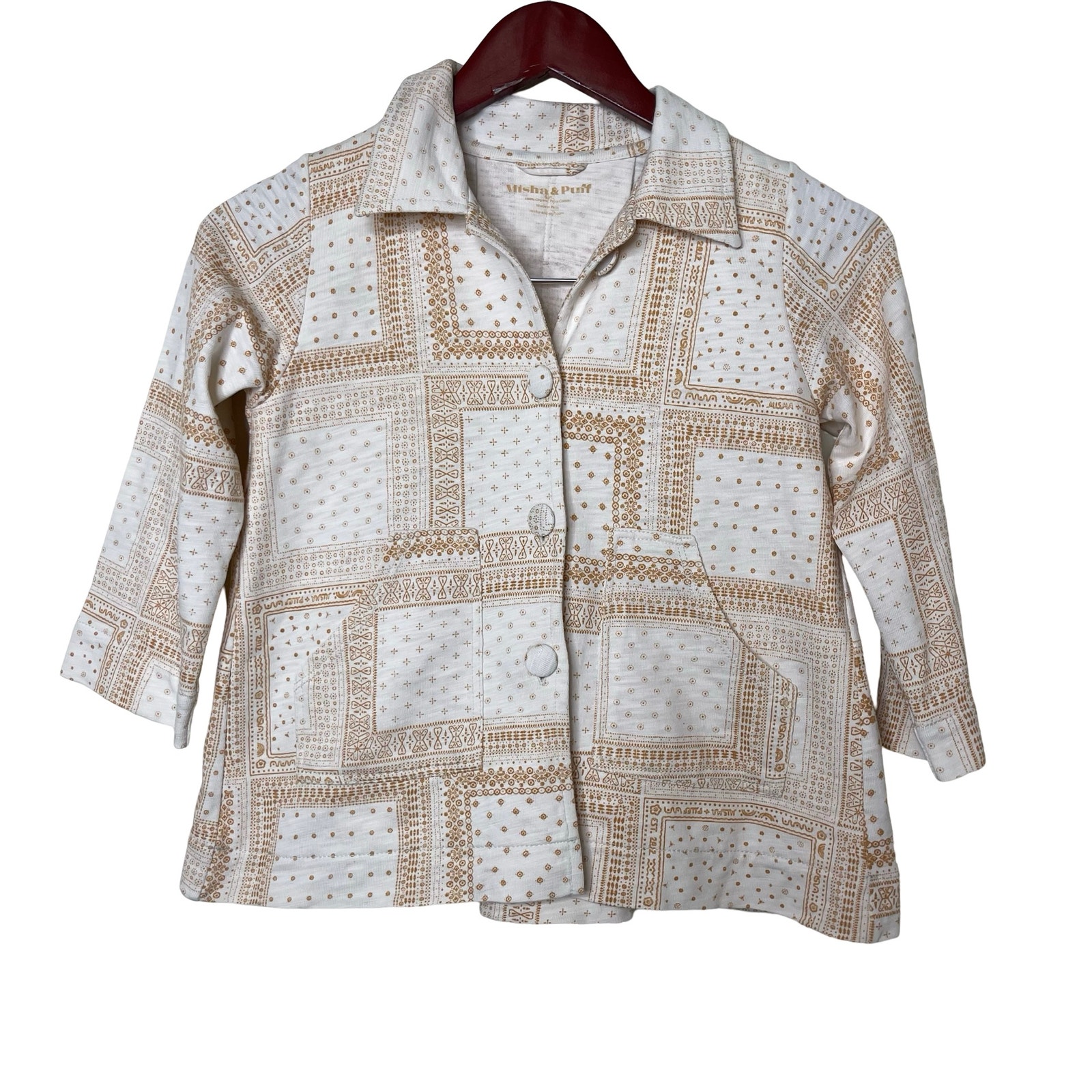 KIDS Misha & Puff Child Boucle Poncho Jacket - Red | Garmentory