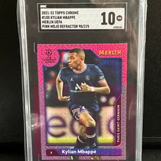 2021 Topps Chrome Merlin Pink Mojo Kylian Mbappe SGC 10 /275