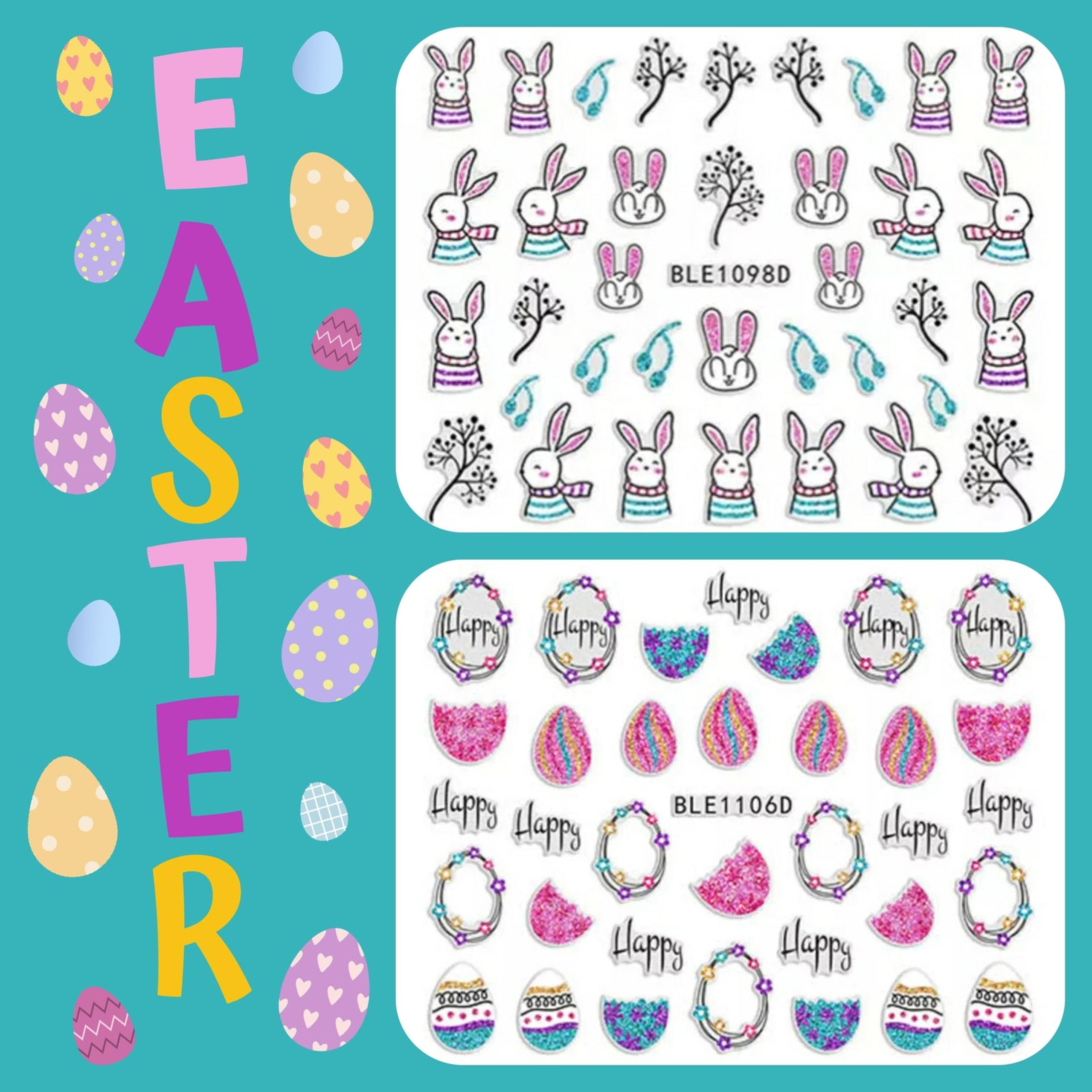 2 Packs of Easter 3D Nail Art Adhesive Sticker Decals