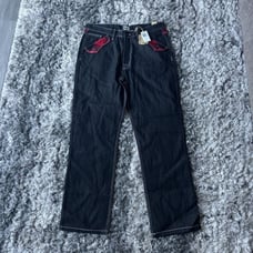 Men's Jeans Rare P Mark J Embroidered Full Art Size 38/34 Y2K Jnco Baggy 90