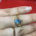 14k Yellow Gold 1 ct Pear Shape Blue Topaz Ring - Size 6.75