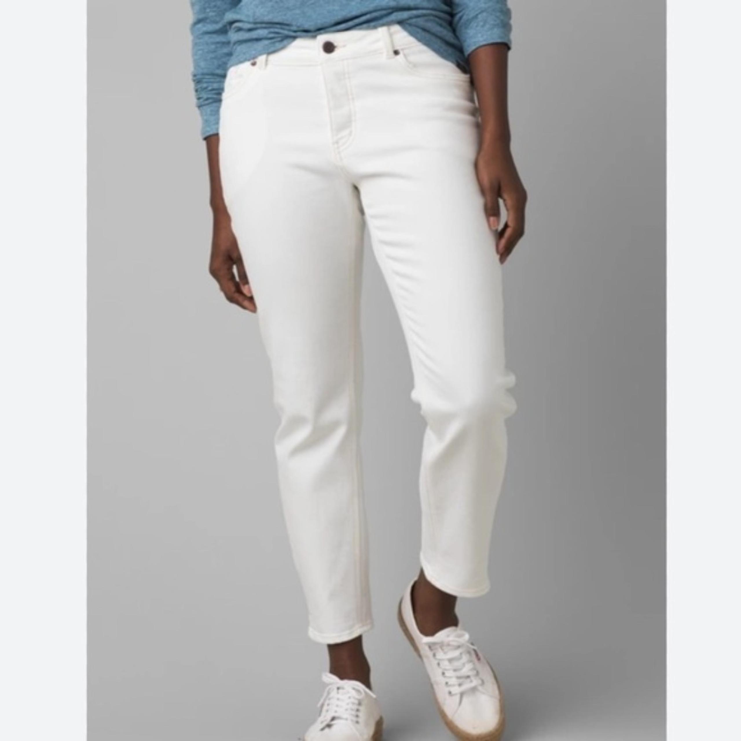 Prana Buxton Jean Organic Cotton Blend Slim Boyfriend Denim In White Size 0/25