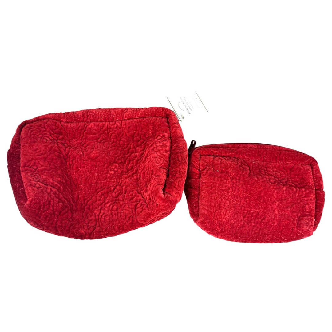 Pottery Barn Floral Medallion Cosmetic Bag Red Lot of 2 NEW with Tags