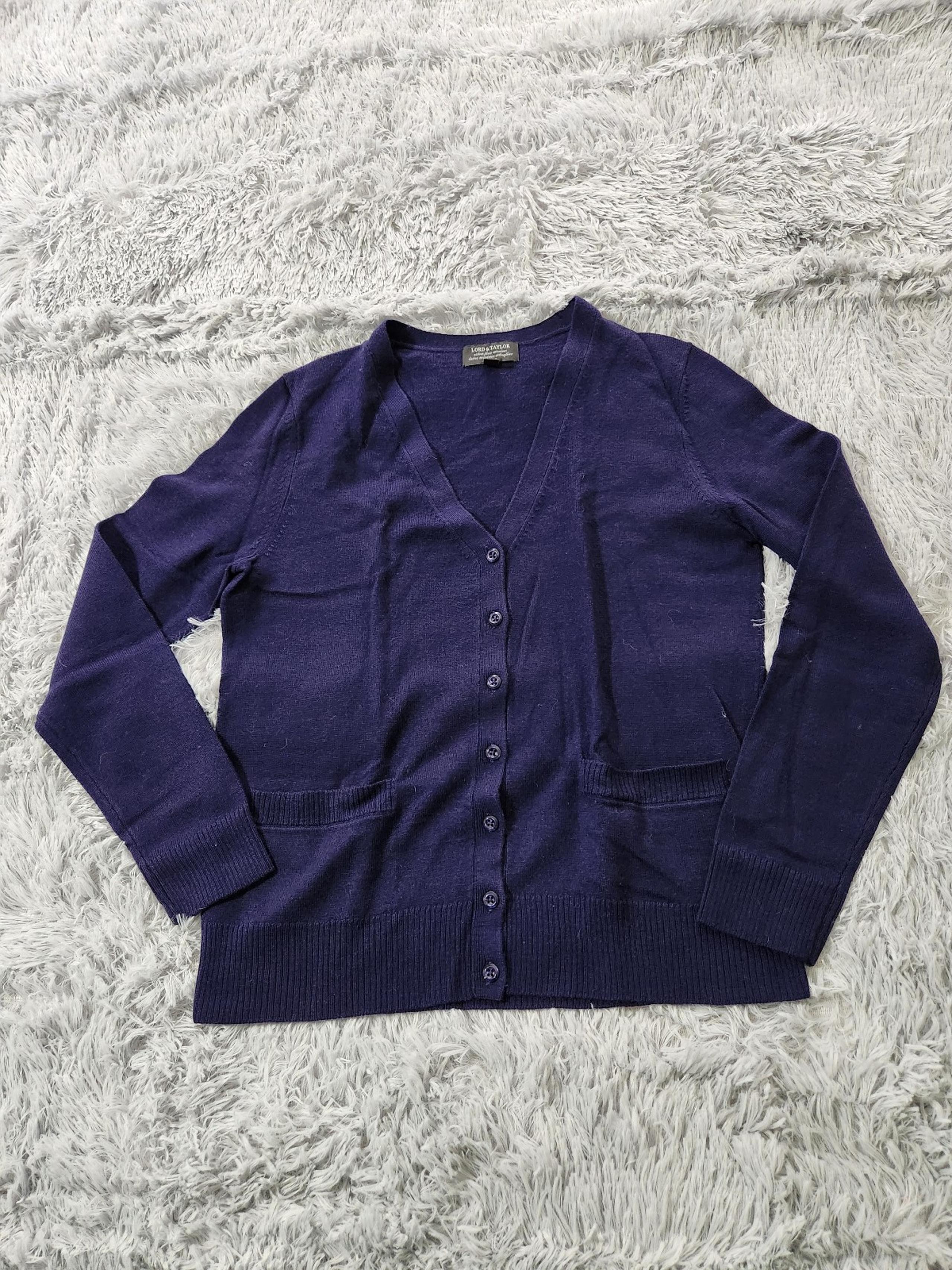Blue Merino Wool Lord & Taylor Cardigan