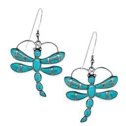 New Turquoise Dragonfly Statement Earrings. Sterling Silver. French Hook