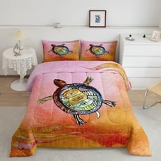 Sea Turtle Kids Ombre Gradient Bedding Set, 3 Piece, Quilted Comforter, Full