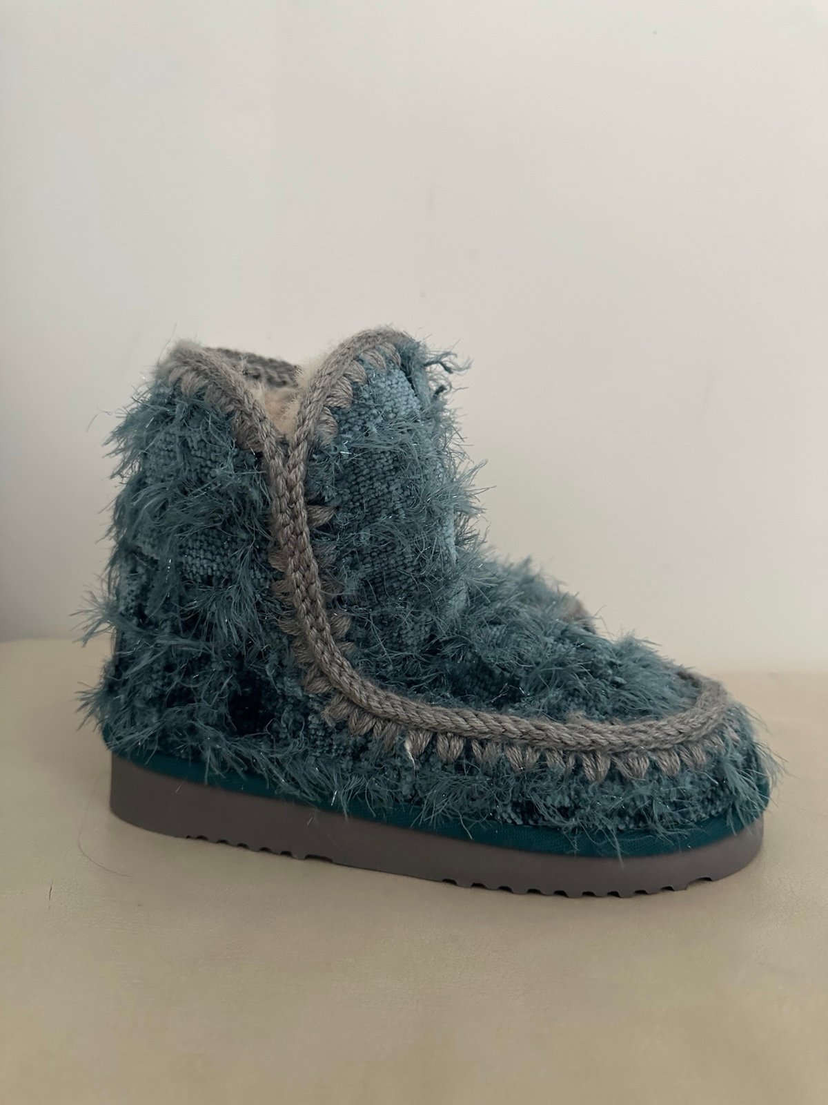NEW MOU Eskimo WOOLY GLACIER SHEARLING BOOTS Blue Turquoise Petroleo EU 37 US 6