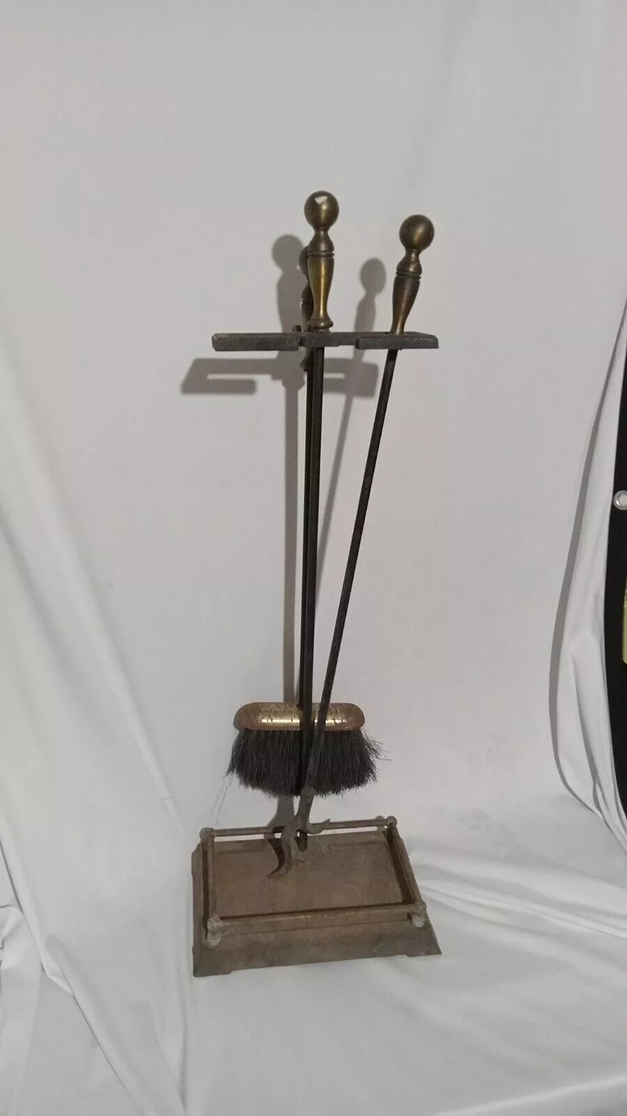 Vintage Dark Finish Cast Iron Fireplace 3 Piece Tools French