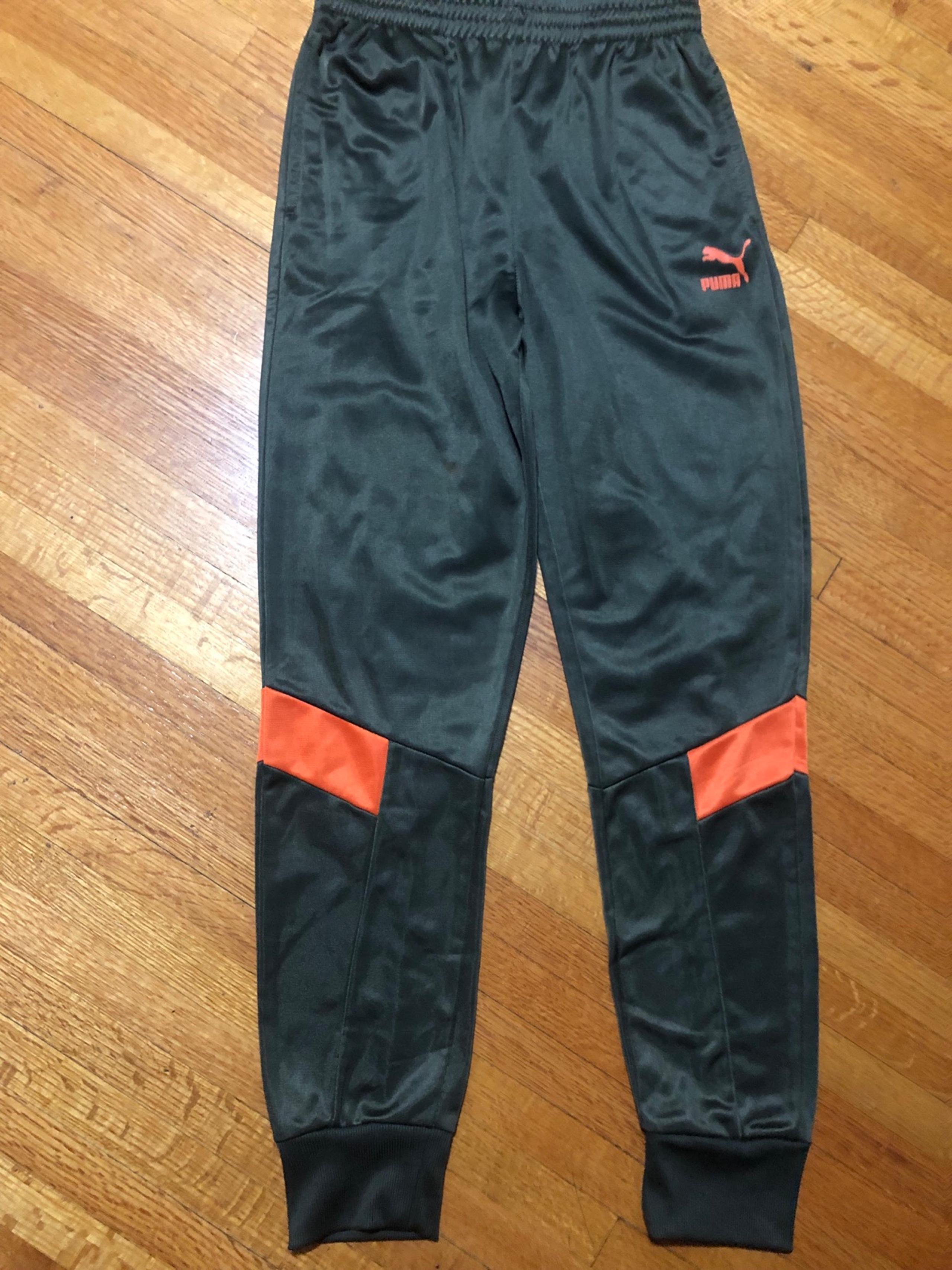 Puma Hunter green orange joggers size boys large 14/16