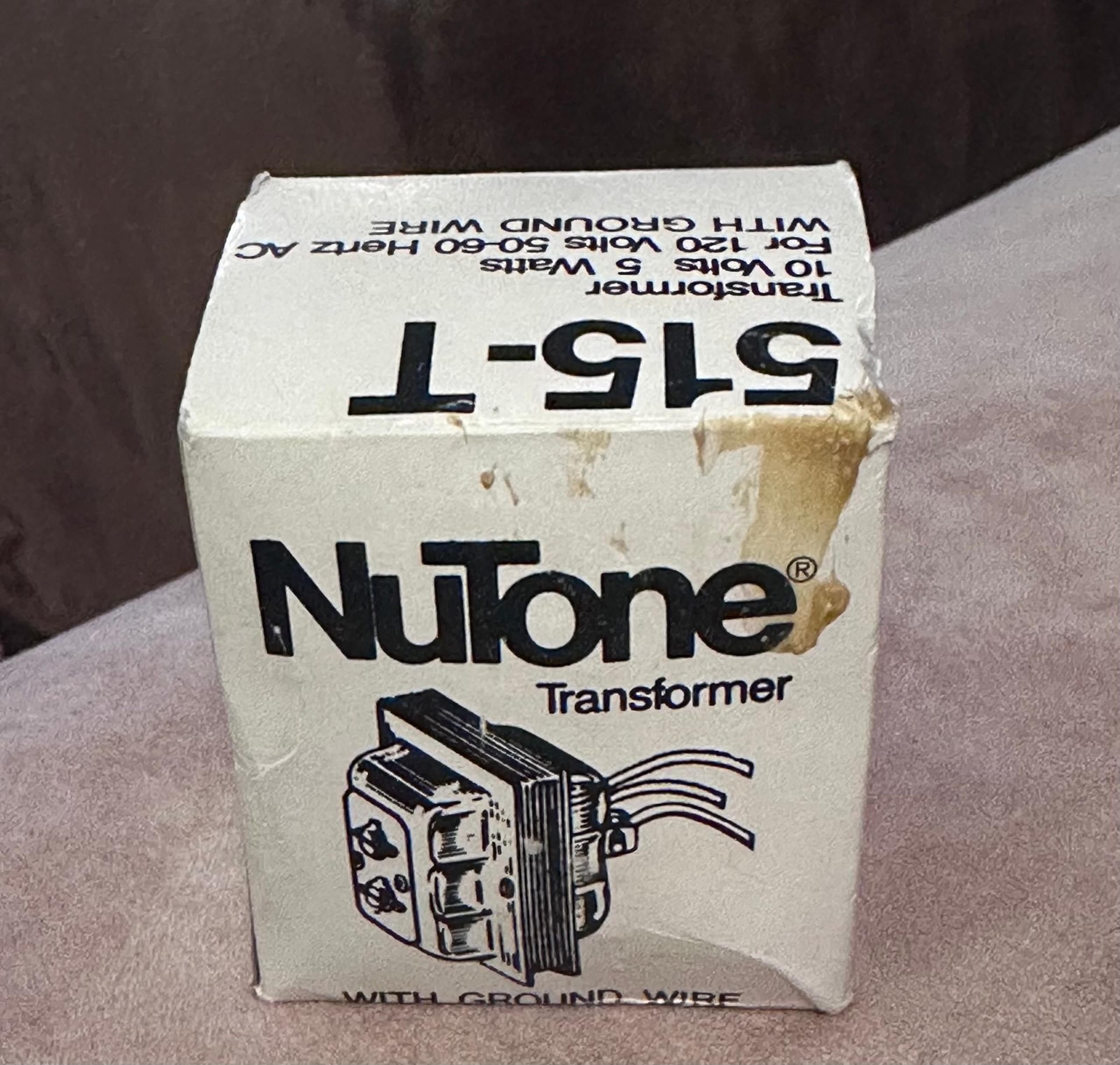 NuTone 515-T Door Bell Transformer Primary 120-Volts, Seconary 10-Volts, 5-Watts