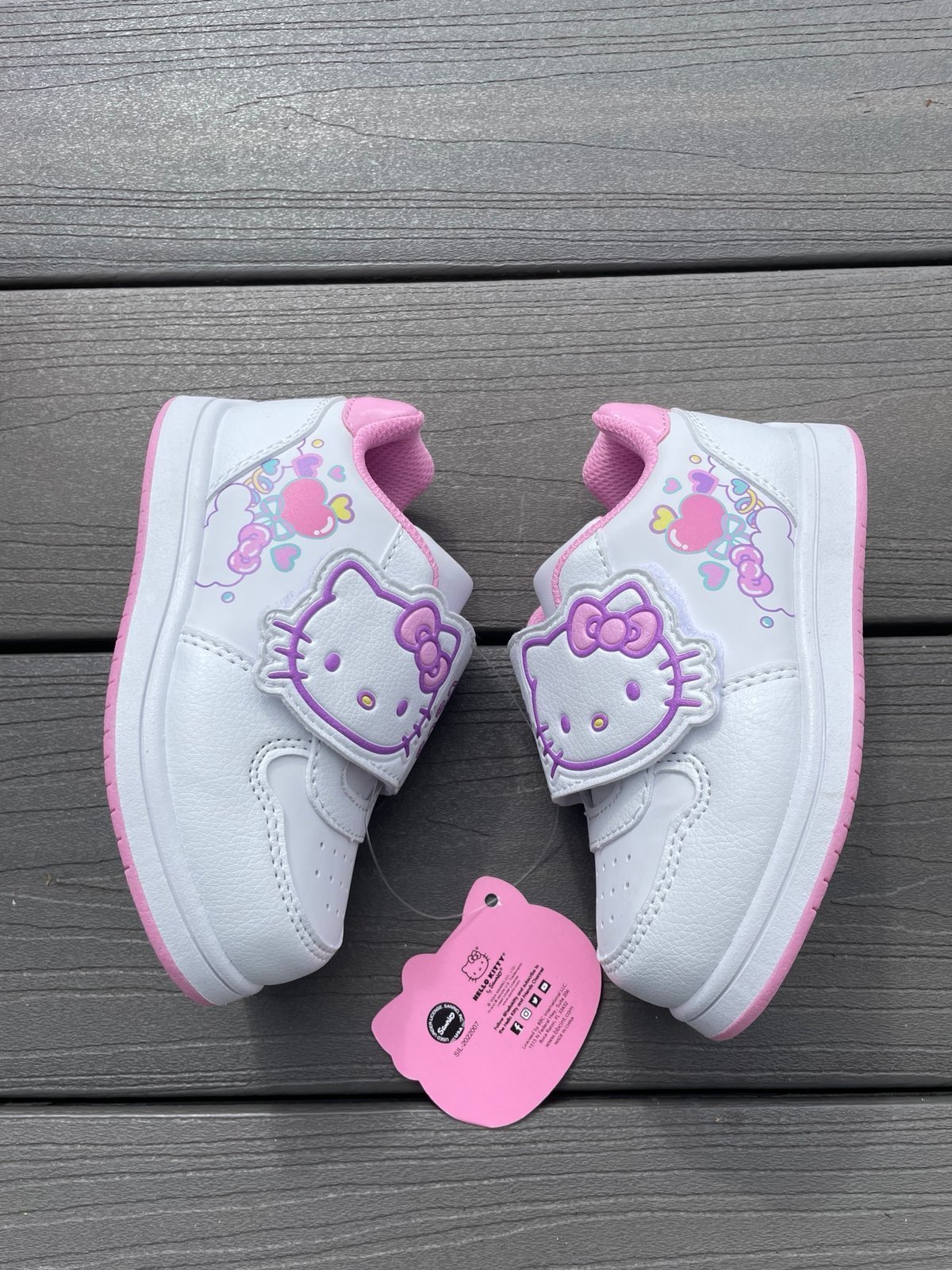 (6) Hello Kitty White Velcro Kids Toddler Sneakers Shoes