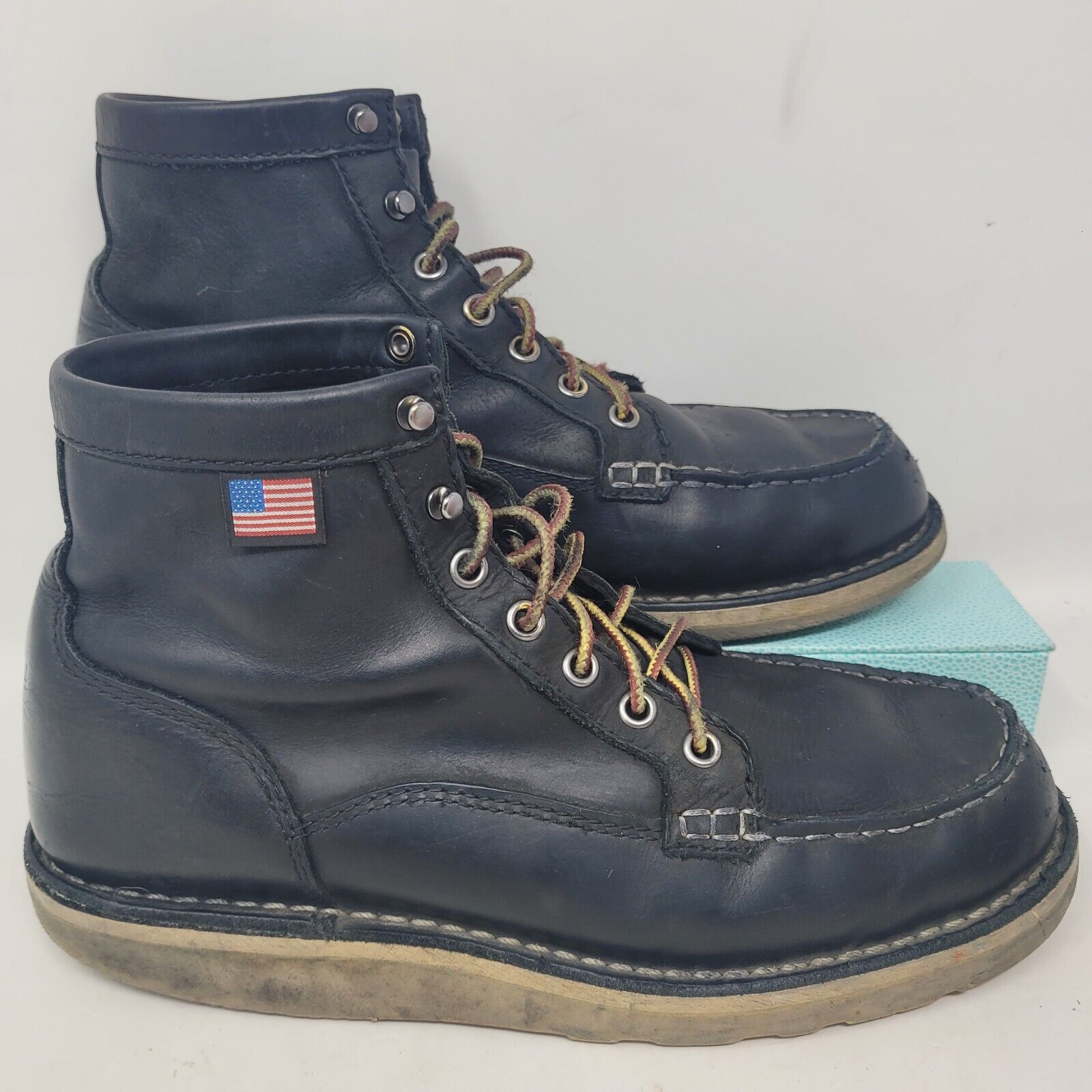 Danner BULL RUN Moc Toe 6 Leather Work Boots Mens 8 D15568 Black Shoes USA 250
