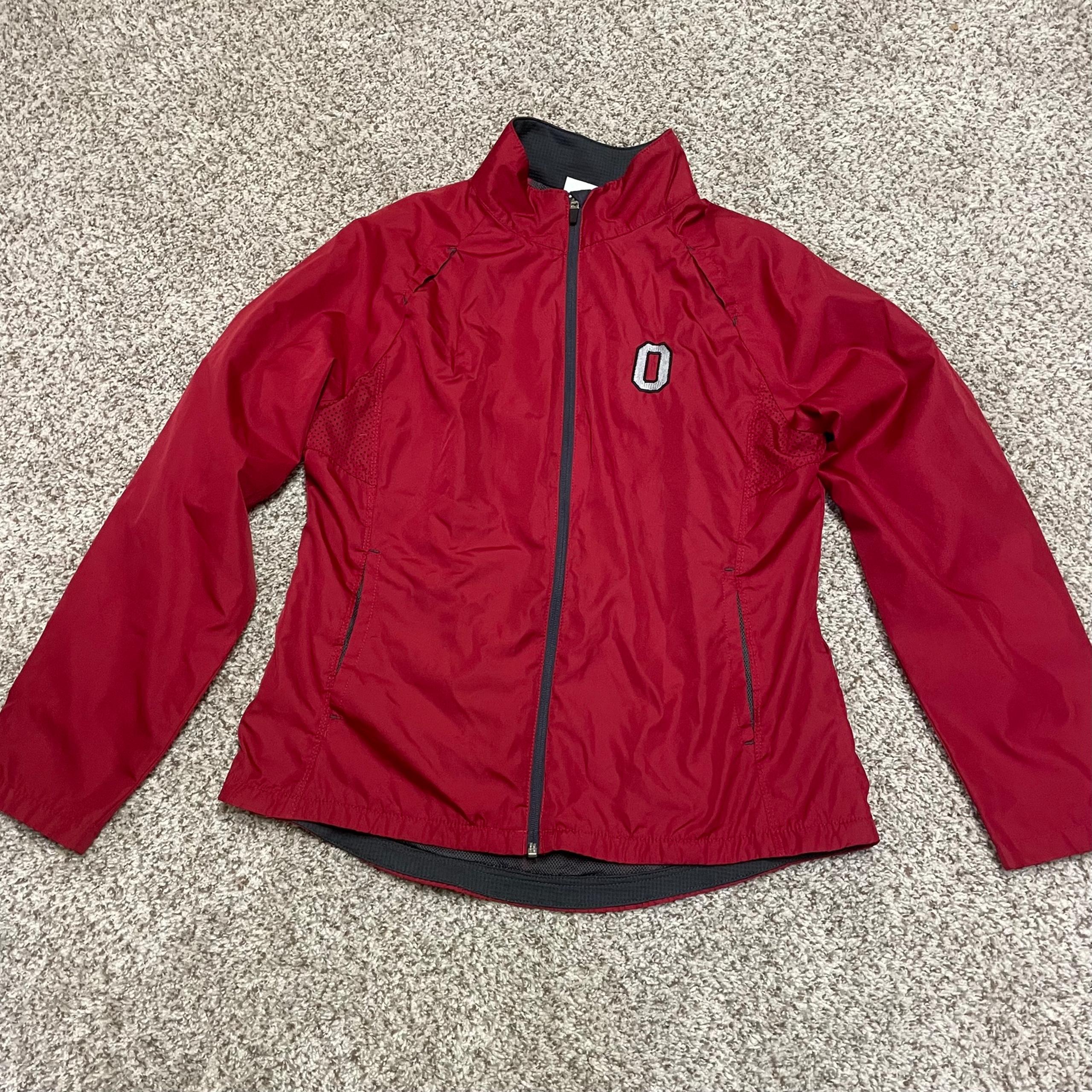 Ohio State Buckeyes OSU full zip nylon jacket windbreaker pockets women L 12-14