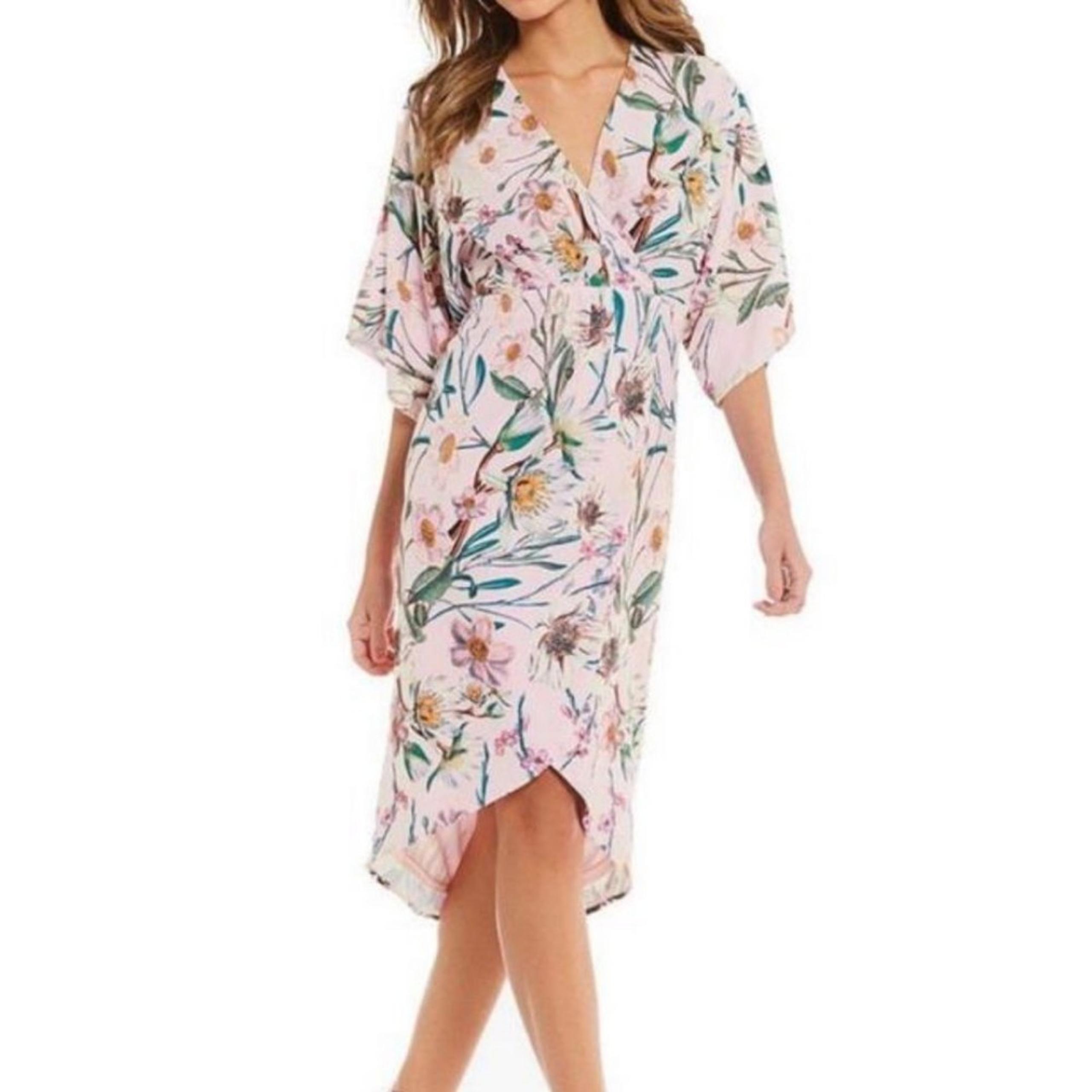 Gianni Bini Lara High Low Floral Kimono Dress NWT Size S