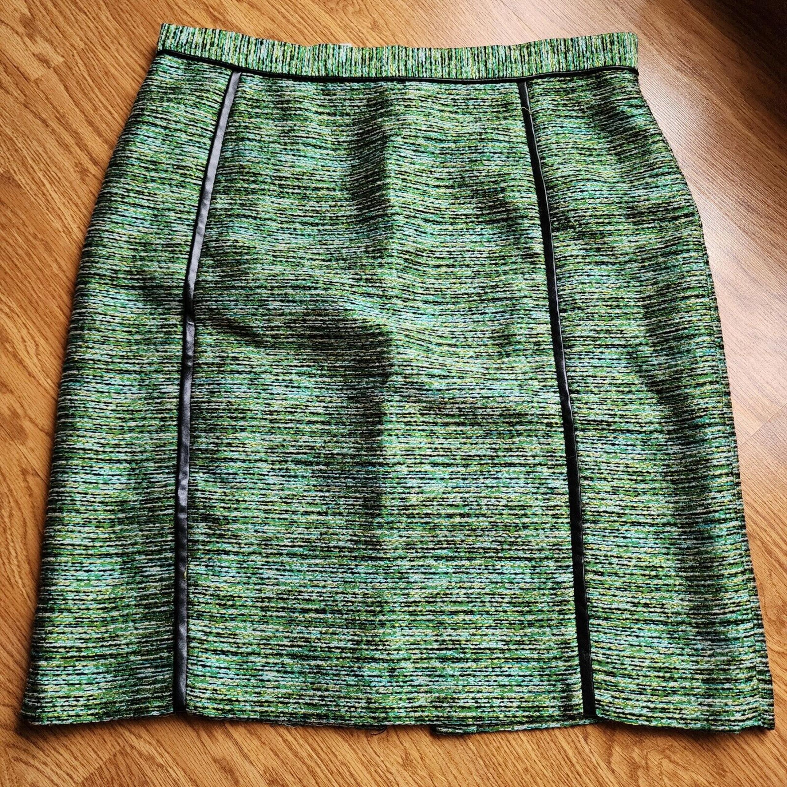 Antonio Melani Tweed Pencil Skirt Womens Size 12 Green Knee Length