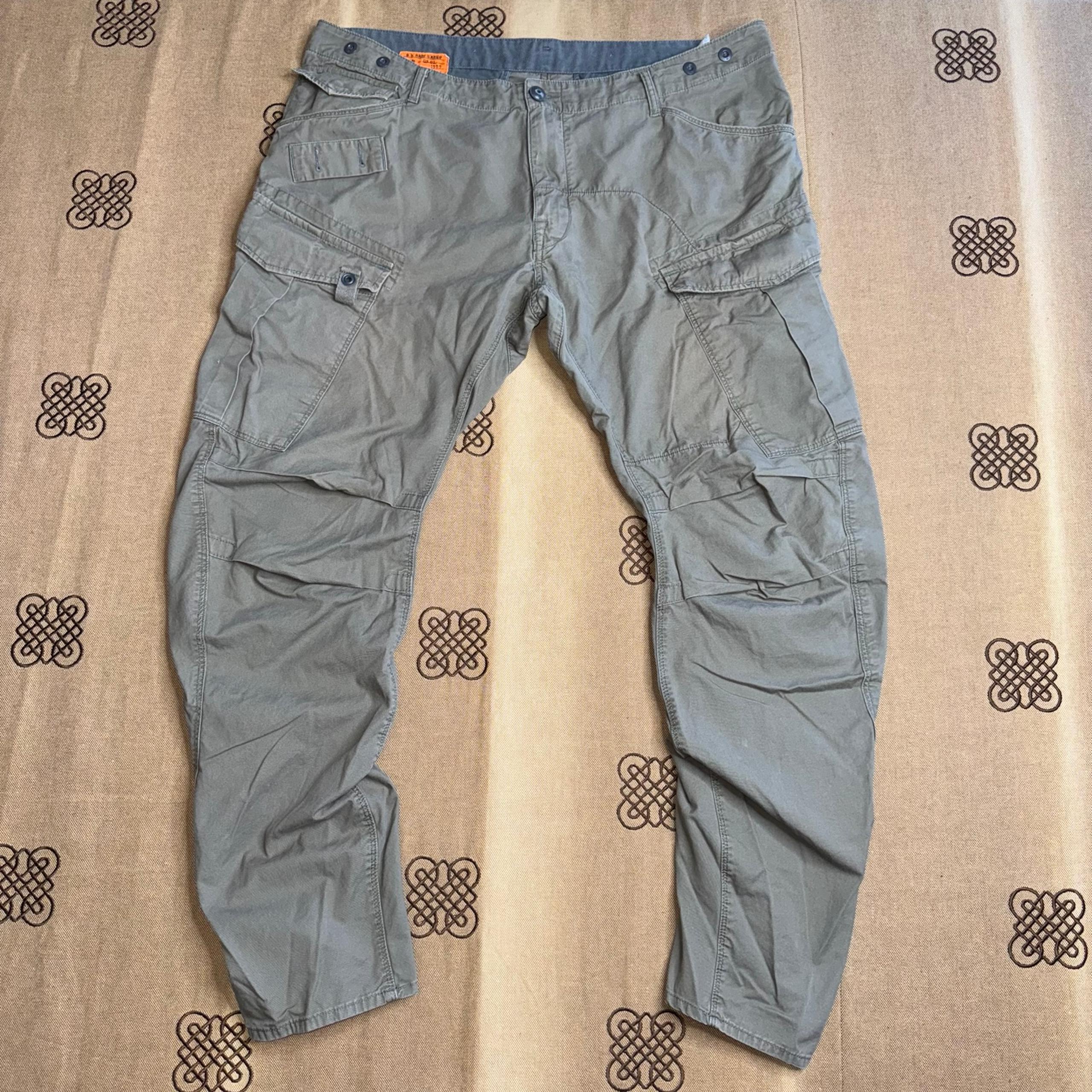 G.S Raw Men'S Grey Rovic 3D Loose Tapered Cargo Pants Size 40