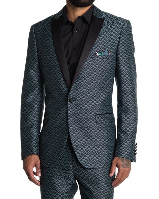 Paisley & Gray Men’s Slim Fit Grosvenor Peak Tuxedo Jacket Blazer Black Mint 40R