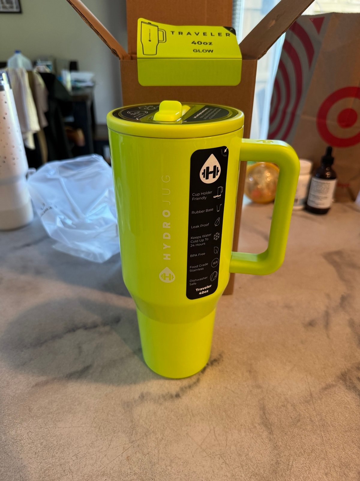 Hydrojug 40oz traveler glow NWT