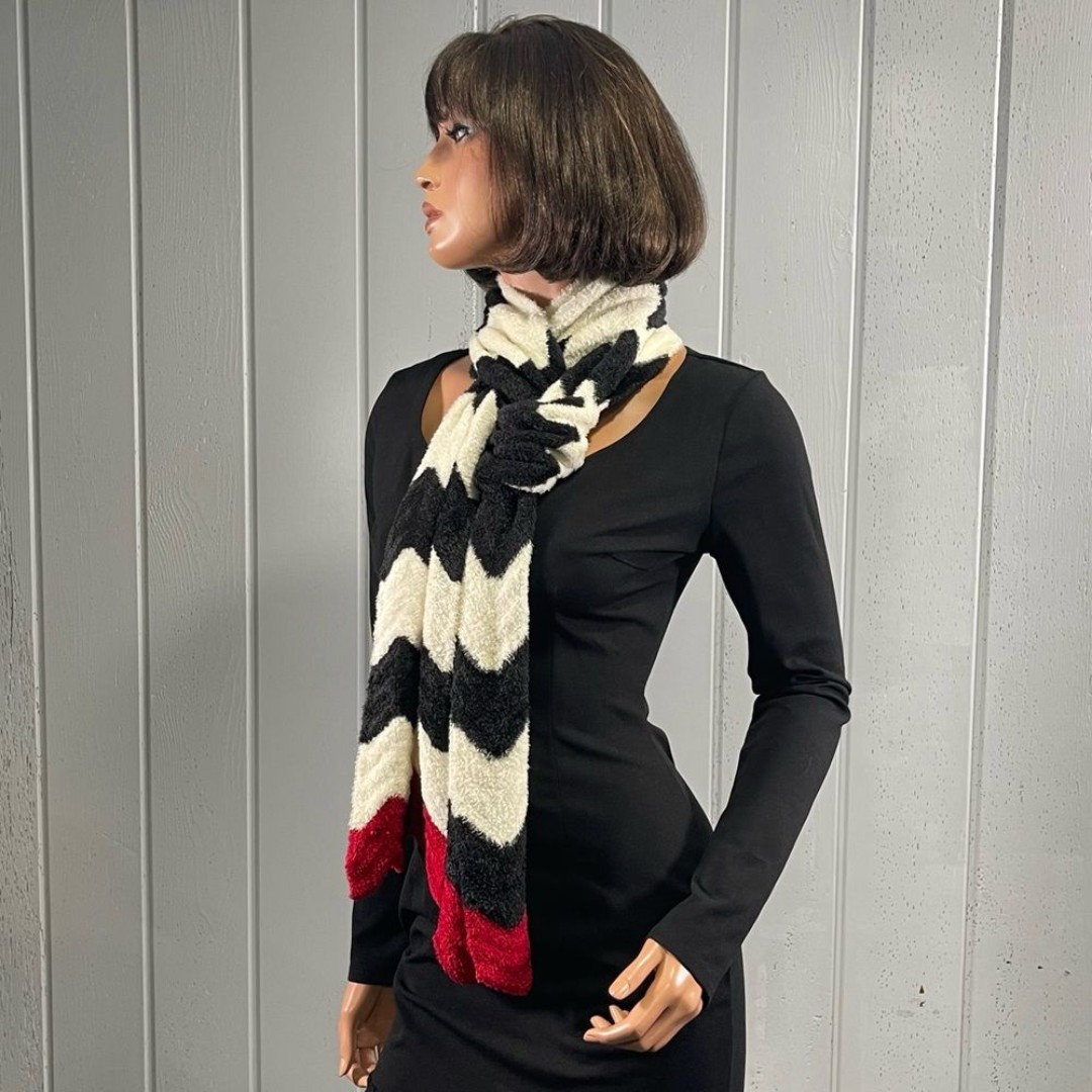 *Talbot's Women's Black, White & Red Chevron Scarf