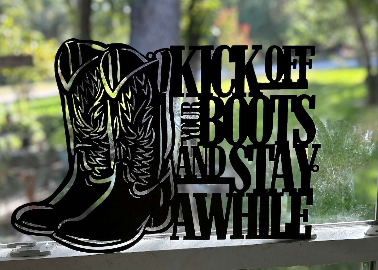 MANUAL WOODWORKERS- KICK OFF YOUR BOOTS METAL WALL DECOR - Cowboy Core