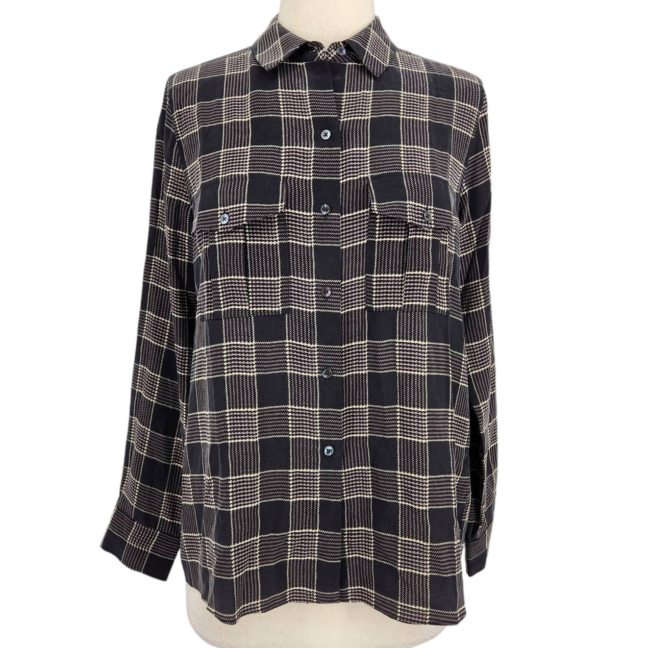 Rails Rhett Silk Oxford Plaid Button Down Shirt
