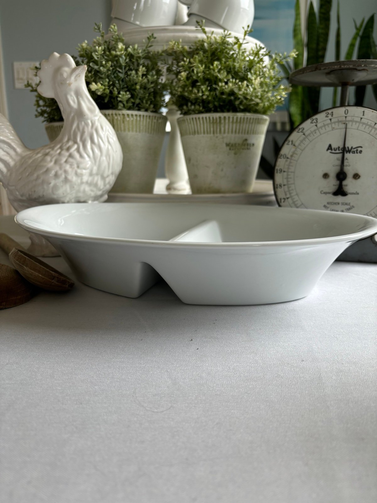 Pottery Barn Great White Collection Divided Serving Plater Plate Bowl Dish Oval