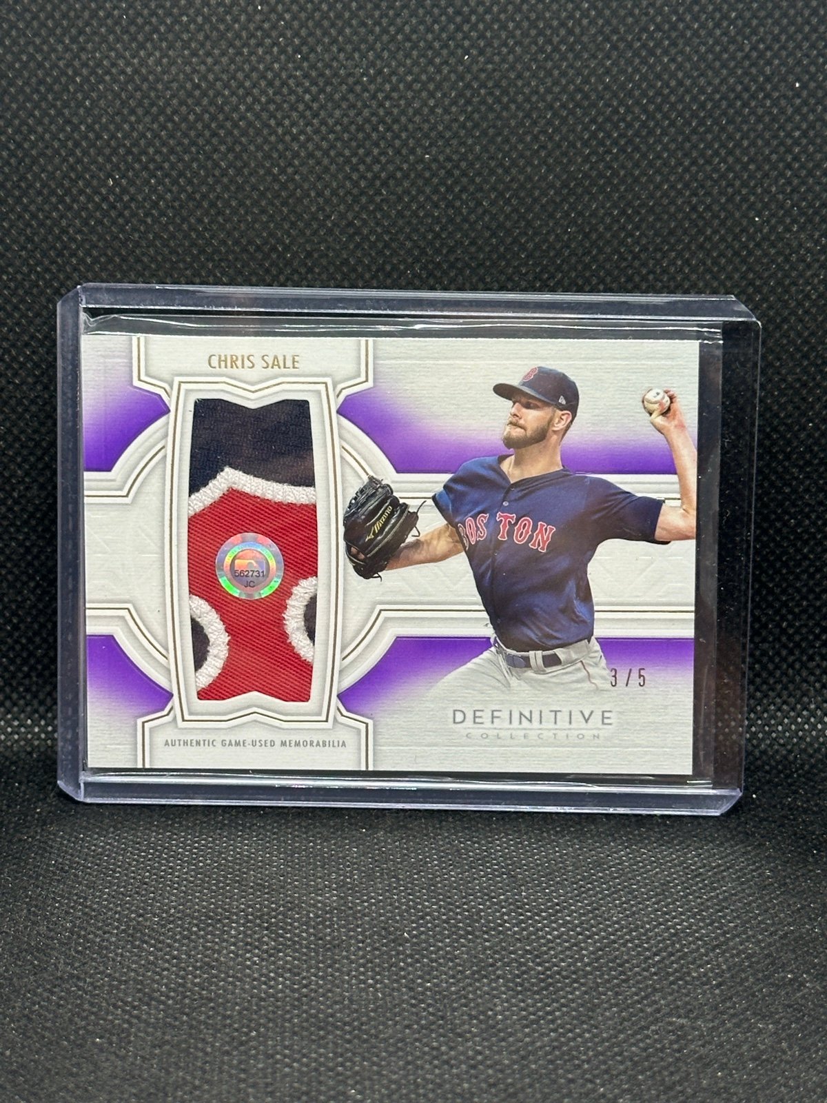 2020 Topps Definitive Collection Jumbo Relic Purple #’d /5 Chris Sale #DJRC-CS