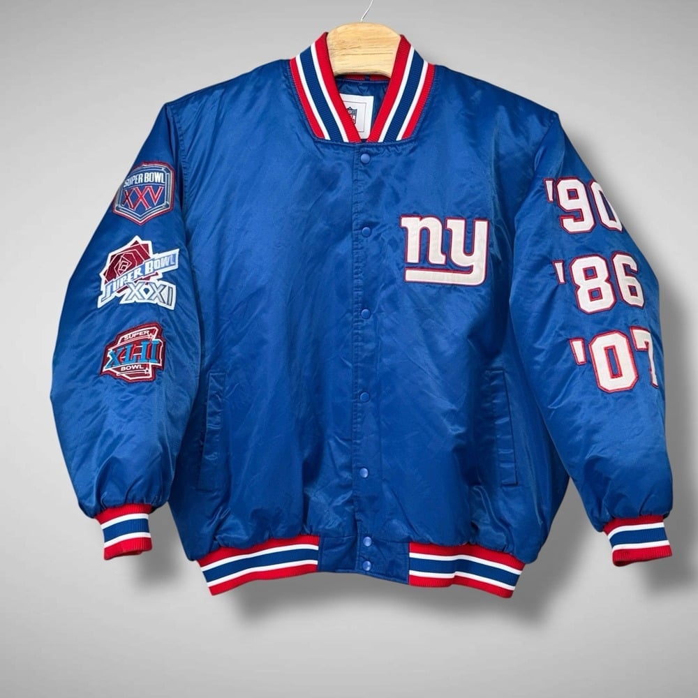 Vintage NY Giants Super Bowl Jacket Mens XXL Blue Varsity Stitched NFL Football
