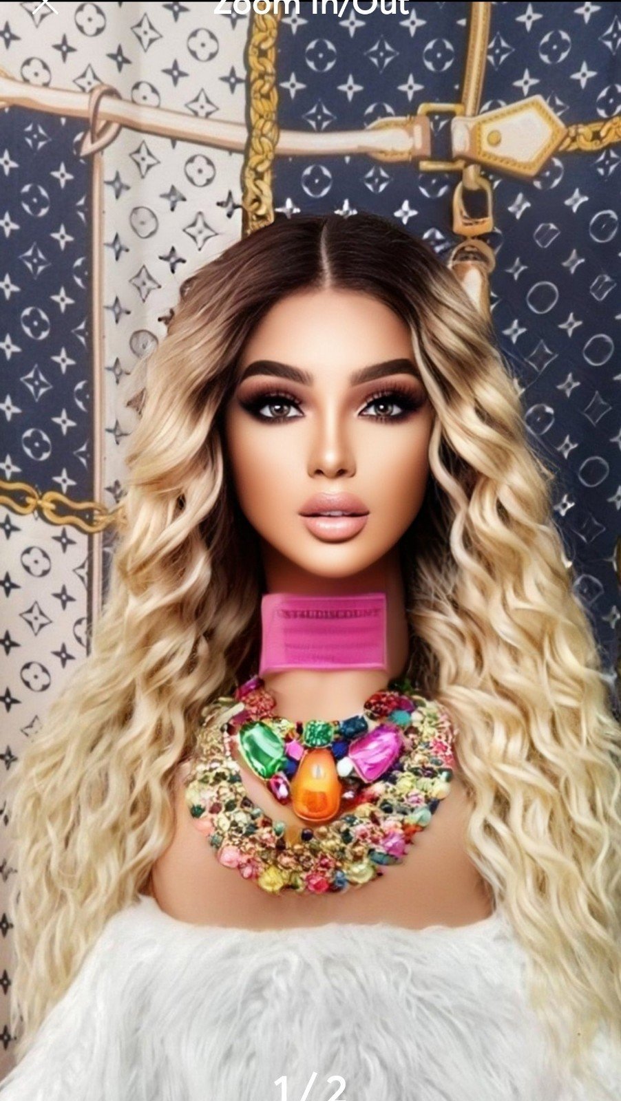 Blonde brown water wave lace front wig