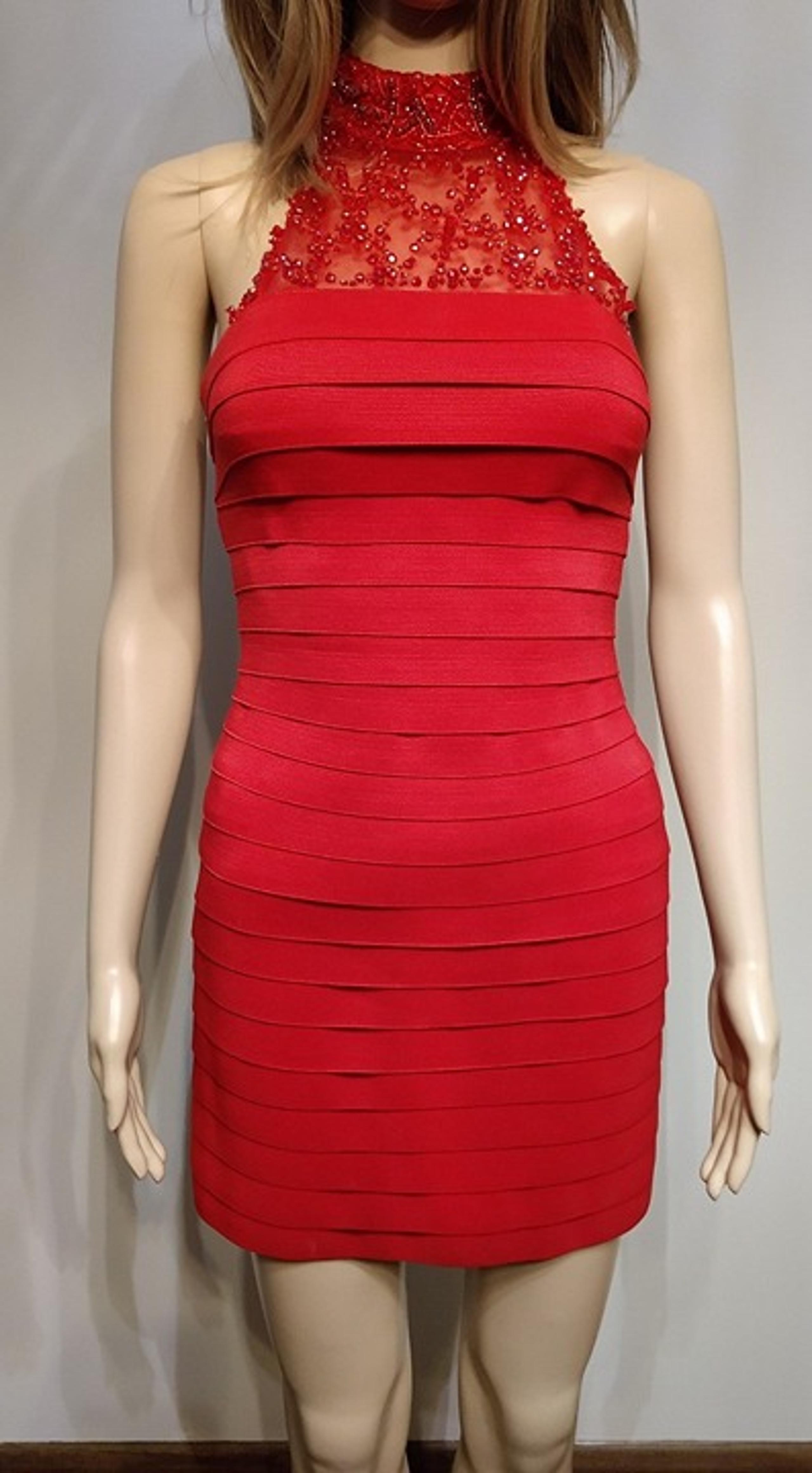 Sherri Hill 32055 Red Halter Neck Embellished Dress size 2
