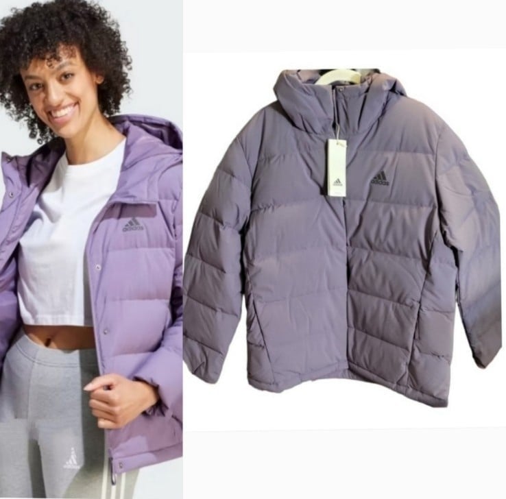 Adidas Women's Helionic Down Hooded Jacket in Shadow Violet