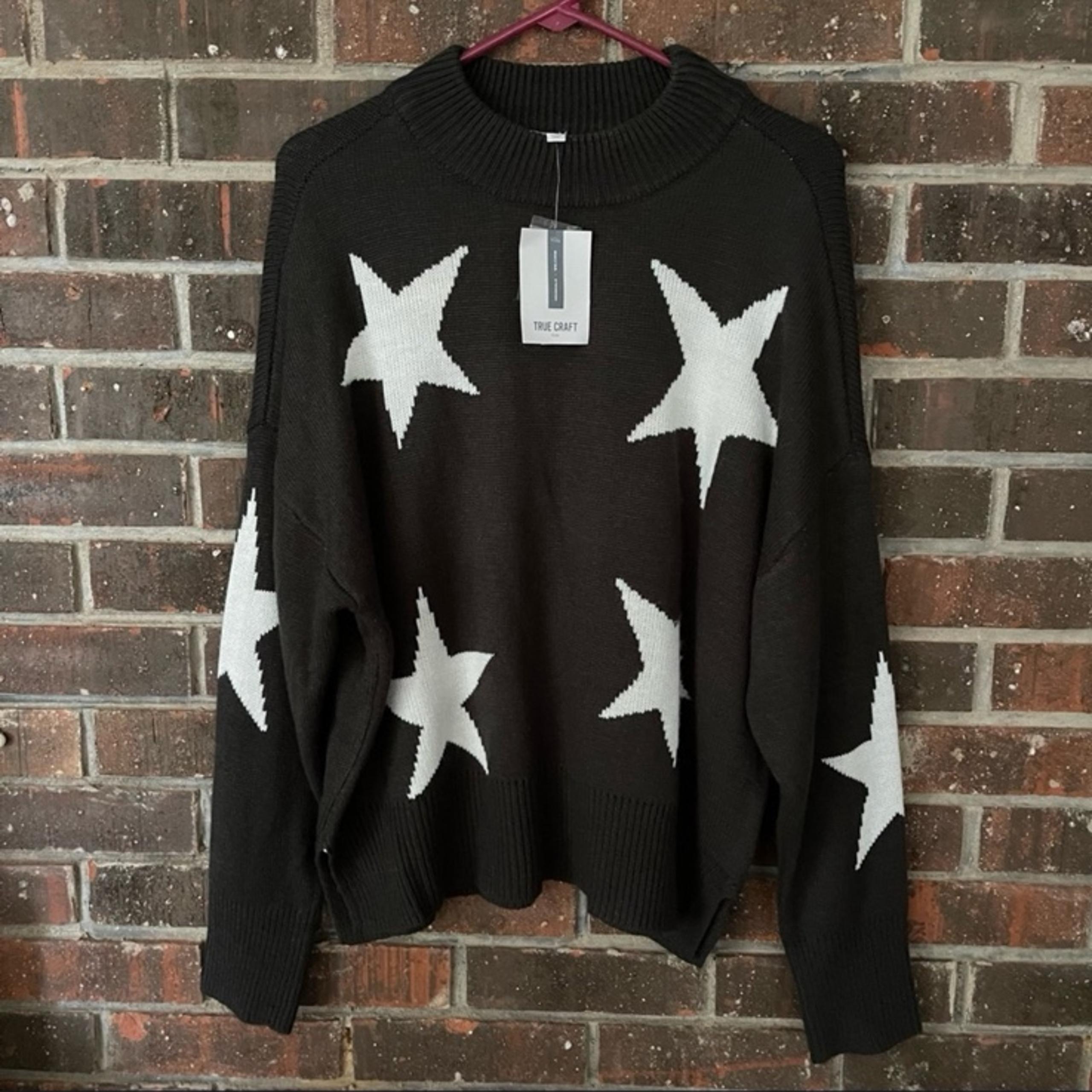 NWT Charcoal Plus Size Mock Neck True Craft Star Sweater