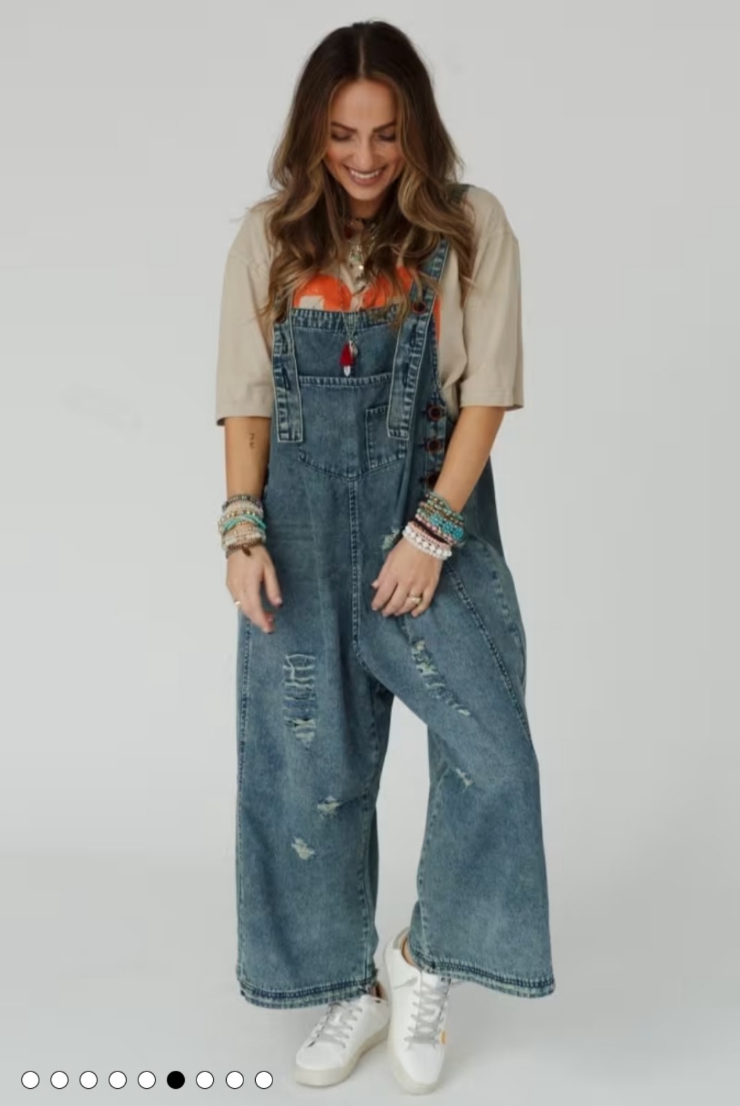 Easel Oversized Denim Overalls