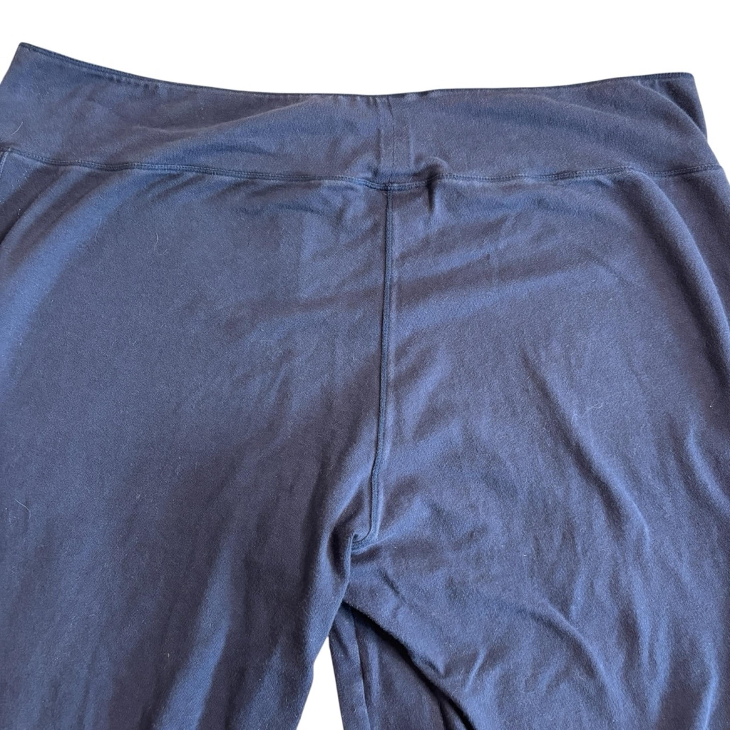 Soft Surroundings Navy Capri Leggings XL Stretch Ruched Hem Cotton Blend