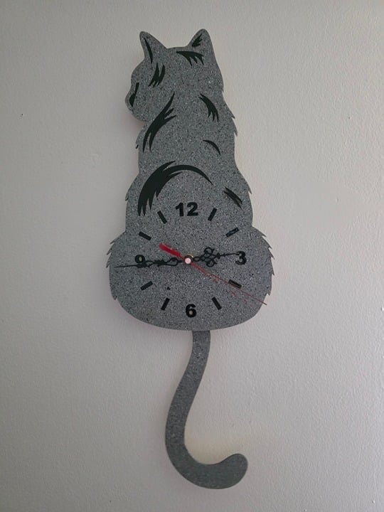Kitty Colck with Swinging Pendulum Tail
