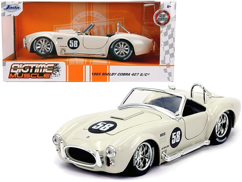 1965 Shelby Cobra 427 S/C #58 Cream Bigtime Muscle 1/24 Diecast Model Car by J