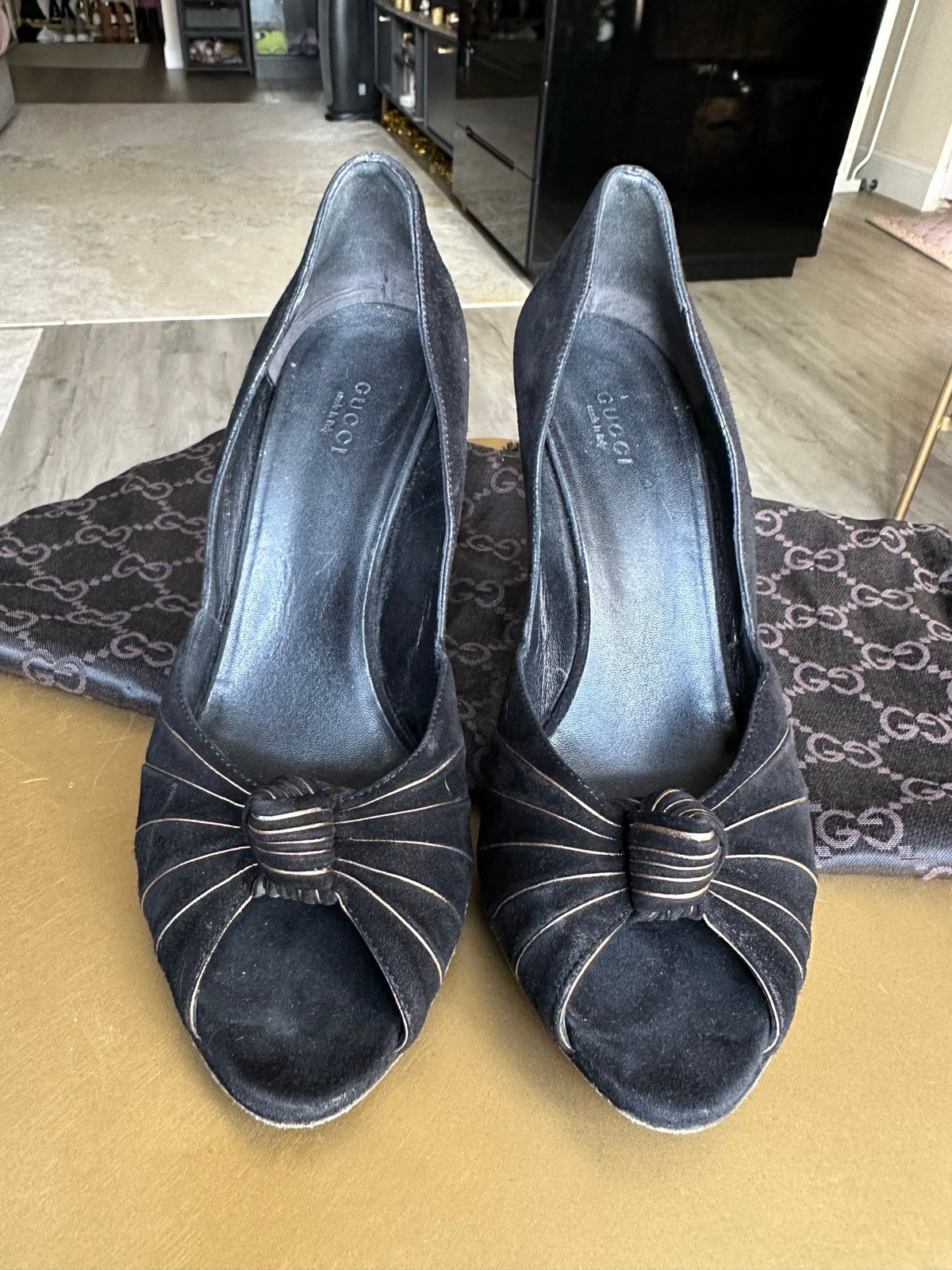 Gucci black suede heels 9