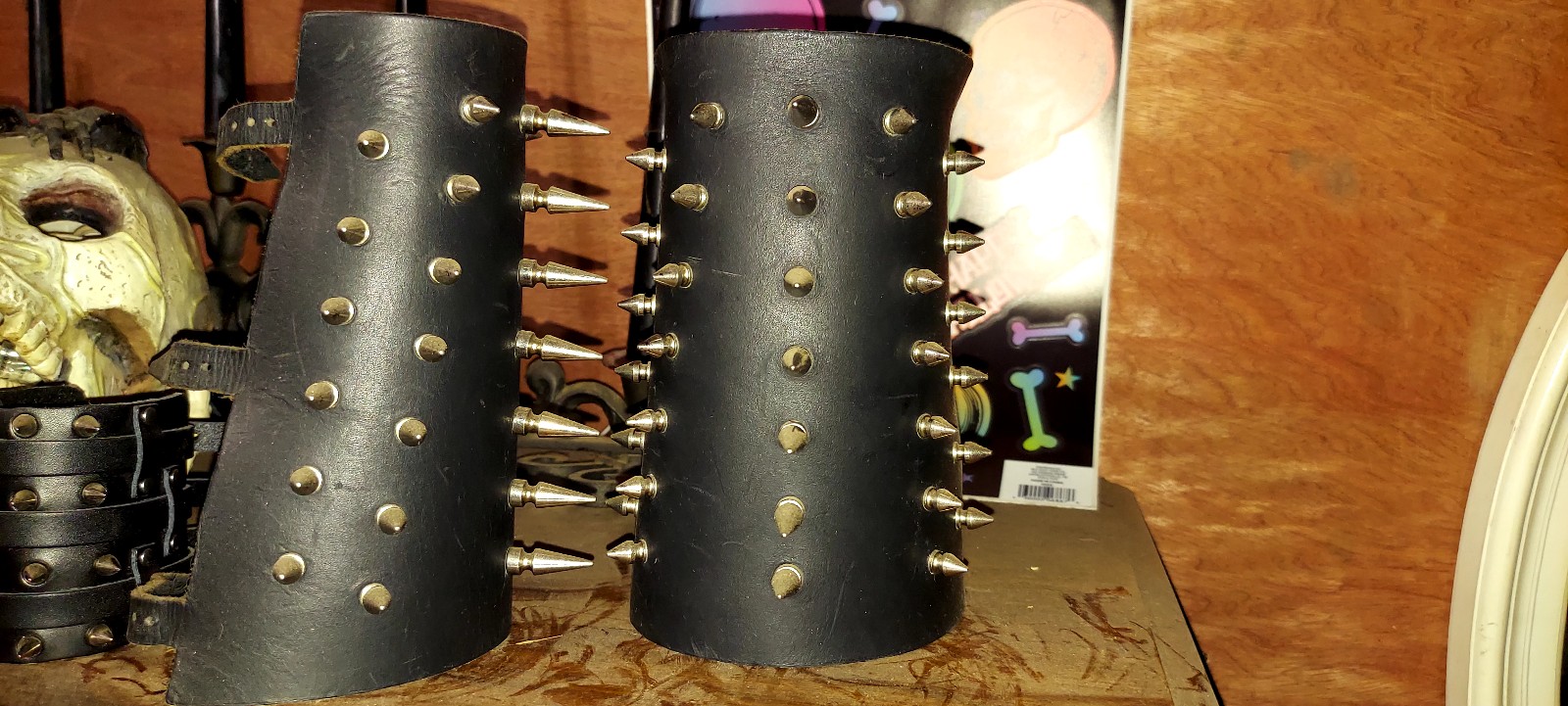Punk/Goth 5OZ Genuine leather spiked wristbands