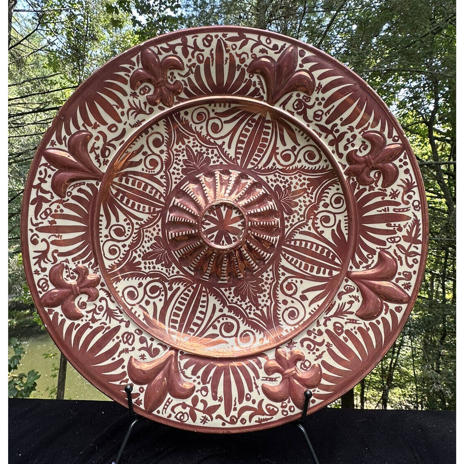 14” Hispano-Moreqsue Revival Made In Spain reflejos Pottery Heavy!