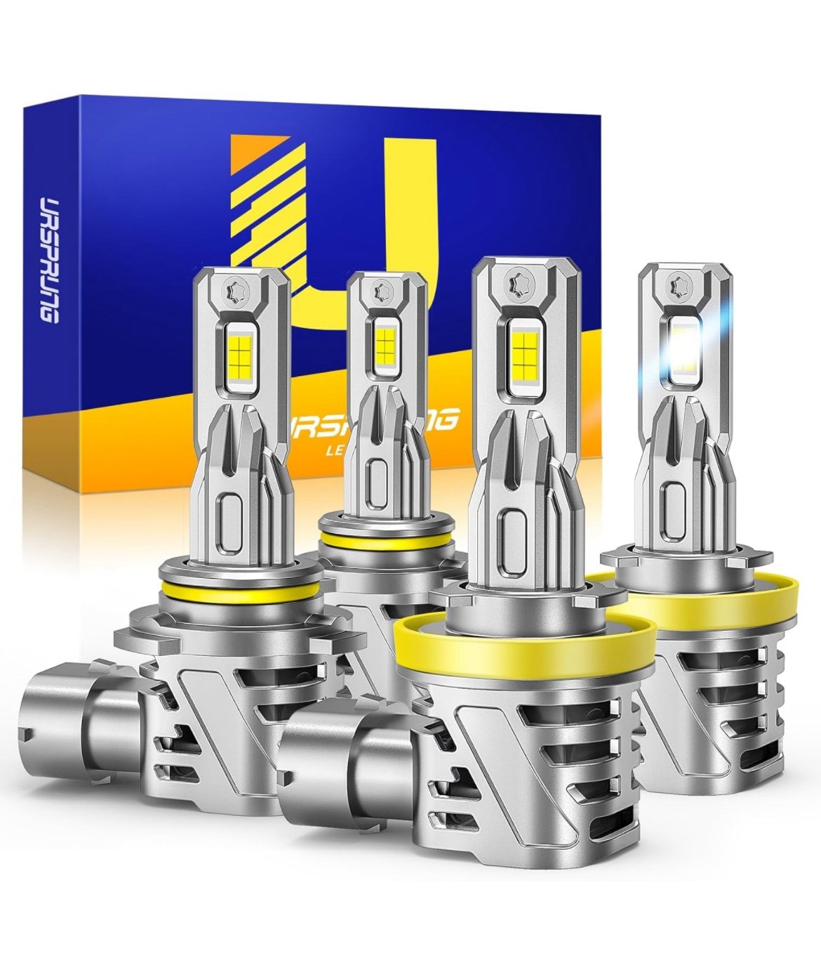 Ursprung Upgraded H11/H9/H8 9005/HB3 Bulbs Combo, 50000LM 800% Brighter, 1:1 Siz
